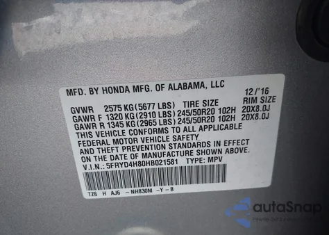 2017 Acura Mdx Advance Package z USA, uszkodzony, nr VIN 5FRYD4H80HB021581